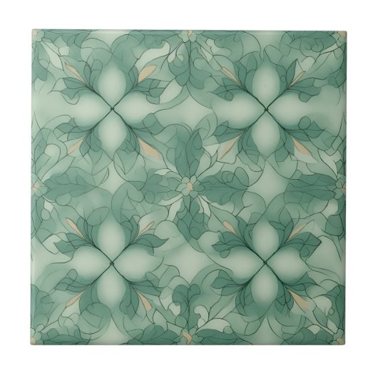 Groen Modern Geo-patroon Tegeltje (Voorkant)