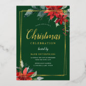 Groen Modern Geometrisch Kerstfeest Goud Folie Uitnodiging (Voorkant)