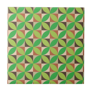 Groen modern geometrisch patroon in het midden van tegeltje