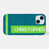 Groen Modern Gepersonaliseerde Naam Telefoonhoes iPhone 15 Case (Achterkant horizontaal)