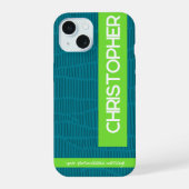 Groen Modern Gepersonaliseerde Naam Telefoonhoes iPhone 15 Case (Achterkant)