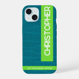 Groen Modern Gepersonaliseerde Naam Telefoonhoes iPhone 15 Case