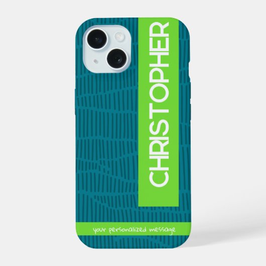 Groen Modern Gepersonaliseerde Naam Telefoonhoes iPhone 15 Case (Achterkant)