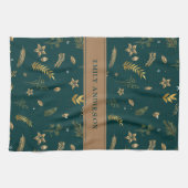 Groen Modern Gouden Boog elegant eigentijds Theedoek (Horizontaal)