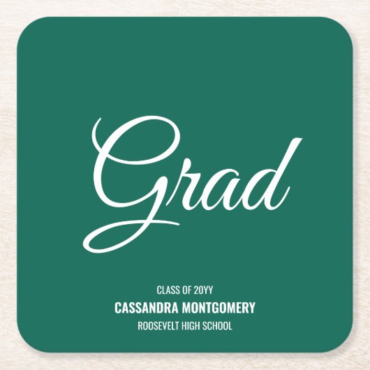 Groen Modern Graduation Party Kartonnen Onderzetters (Voorkant)
