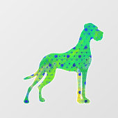 Groen modern Groot Deen Silhouet Raamsticker (Vel)