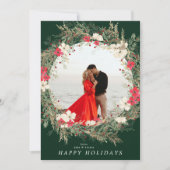 Groen Modern Grote Krans Een foto Vrolijk Kerstfee Feestdagenkaart (Voorkant)