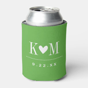 Groen Modern Huwelijk Monogram Blikjeskoeler