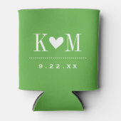 Groen Modern Huwelijk Monogram Blikjeskoeler (Voorkant)