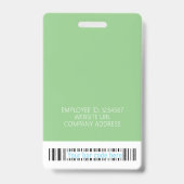 Groen Modern ID Kaart Zakelijk Medewerker Bar Code Badge (Achterkant)