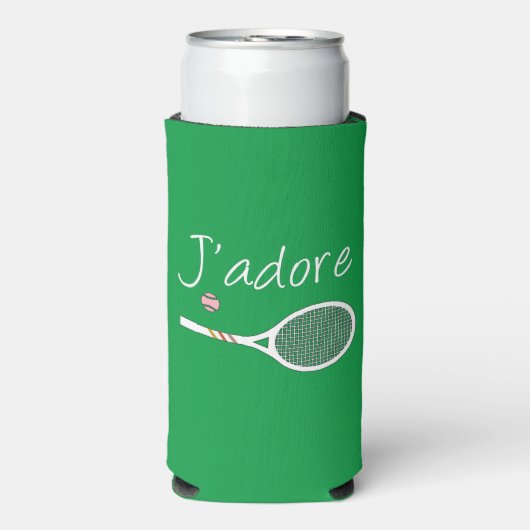 Groen Modern J'adore I Love Tennis Seltzer Blikjeskoeler (Seltzer Voorkant)