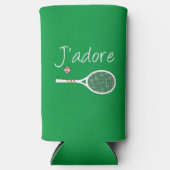 Groen Modern J'adore I Love Tennis Seltzer Blikjeskoeler (Voorkant)