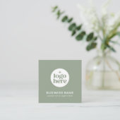 Groen modern logo QR-code vierkant visitekaartje (Staand voorkant)