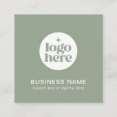 Groen modern logo QR-code vierkant visitekaartje (Voorkant)