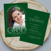 Groen Modern Minimal Arch Photo Graduation Party Kaart
