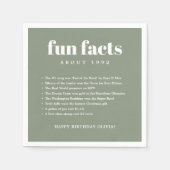 Groen Modern Minimal Fun Facts Verjaardagsjaar Servet (Voorkant)