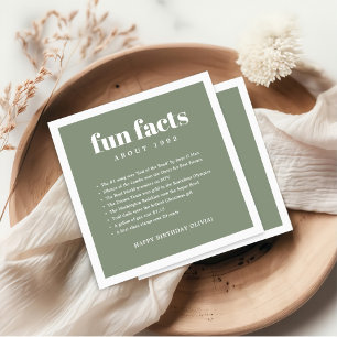 Groen Modern Minimal Fun Facts Verjaardagsjaar Servet
