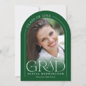 Groen Modern Minimal Photo Arch Graduation Party Kaart (Voorkant)