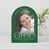 Groen Modern Minimal Photo Arch Graduation Party Kaart (Staand voorkant)