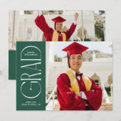 Groen Modern Minimalistisch Afstuderen Aankondigin Kaart (Voorkant / Achterkant)