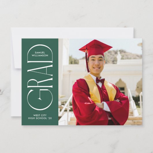 Groen Modern Minimalistisch Afstuderen Aankondigin Kaart (Voorkant)