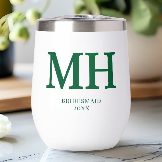 Groen Modern Monogram Chic Bruidsfeest Bruidsmeisj