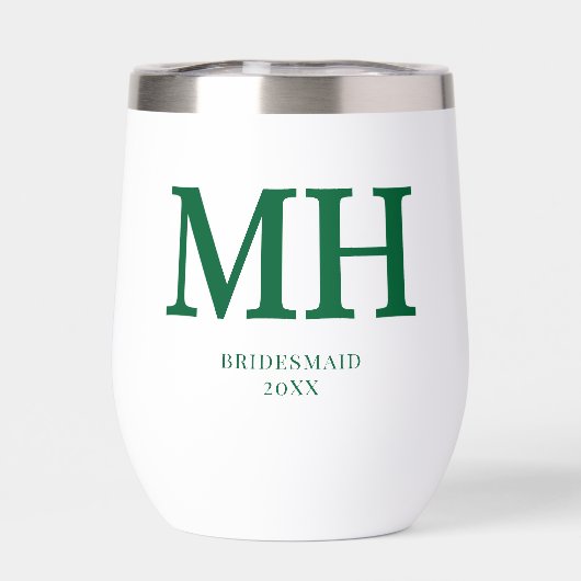 Groen Modern Monogram Chic Bruidsfeest Bruidsmeisj (Achterkant)
