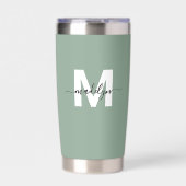 Groen Modern Monogram Naam Geïsoleerde Drinkbeker (Voorkant)
