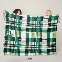 Groen modern plaid geometrisch monogram fleece deken