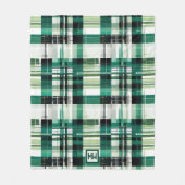 Groen modern plaid geometrisch monogram fleece deken (Voorkant)