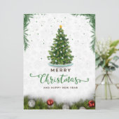 Groen Modern Prettig Kerstfeest Feestdagenkaart (Staand voorkant)