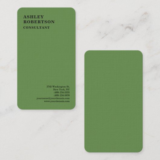 Groen Modern Professioneel Stijlvol Trend Minimali Visitekaartje (Voorkant / Achterkant)