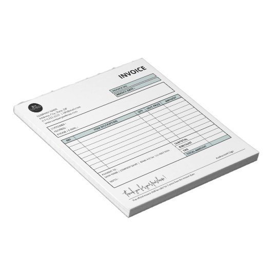 Groen Modern Professioneel Zakelijk Factuurformuli Notitieblok (Schuin)