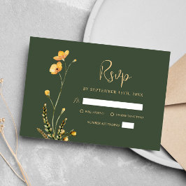 Groen Modern Rustiek Minimalistisch Wildflower Bru RSVP Kaartje