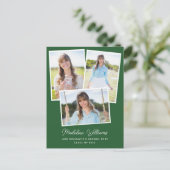 Groen modern Script Multi-Photo Afstuderen Briefkaart (Staand voorkant)
