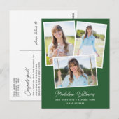 Groen modern Script Multi-Photo Afstuderen Briefkaart (Voorkant / Achterkant)