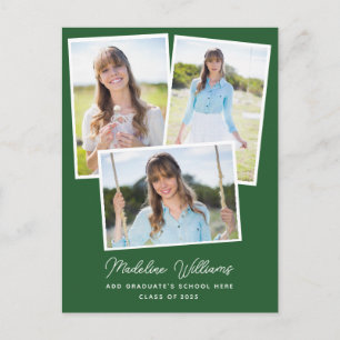 Groen modern Script Multi-Photo Afstuderen Briefkaart