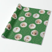 Groen modern script Prettig kerstfeest familie 6 f Cadeaupapier (Uitgerold)