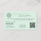 Groen Modern Script QR-code, dank u Visitekaartje (Achterkant)