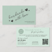 Groen Modern Script QR-code, dank u Visitekaartje (Voorkant / Achterkant)