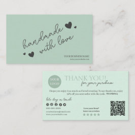 Groen Modern Script QR-code, dank u Visitekaartje