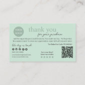 Groen Modern Script QR-code, dank u Visitekaartje (Achterkant)