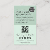 Groen Modern Script QR-code, dank u Visitekaartje (Achterkant)