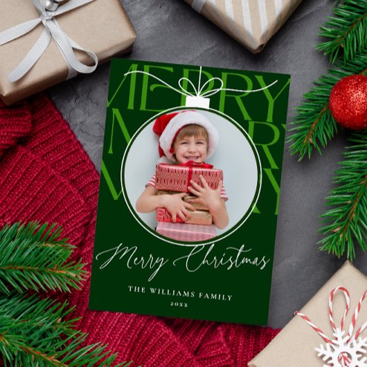 GROEN MODERN TYPOGRAFIE FOTO ORNAMENT FEESTDAGENKAART