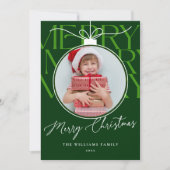 GROEN MODERN TYPOGRAFIE FOTO ORNAMENT FEESTDAGENKAART (Voorkant)
