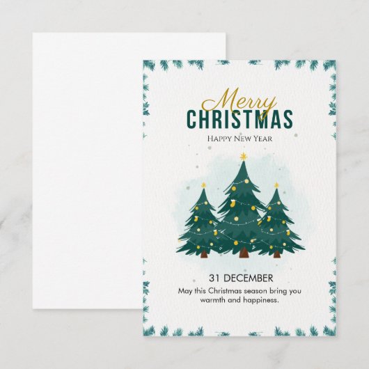 Groen Modern Vrolijk Kerstfeest Kaart (Voorkant / Achterkant)