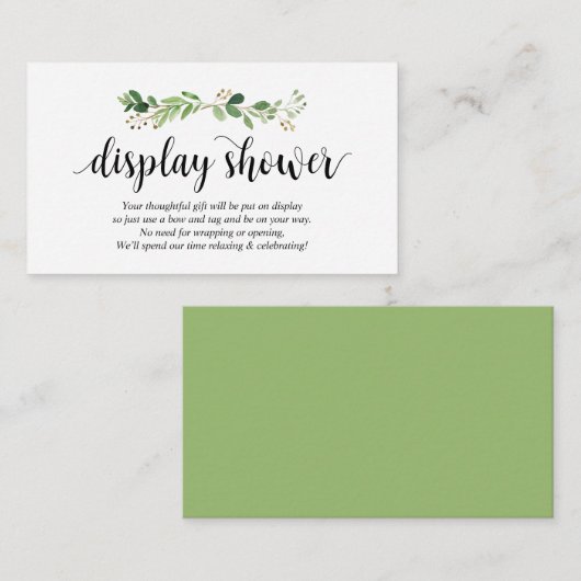 Groen, modern zwart script, display douche informatiekaartje (Voorkant / Achterkant)