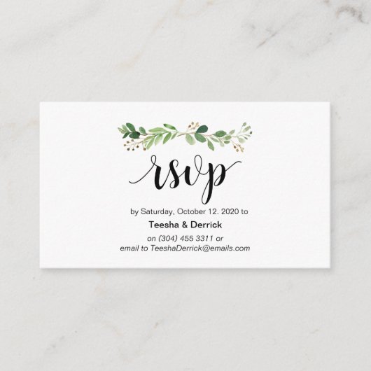 Groen, Modern Zwart Script, online RSVP Informatiekaartje (Voorkant)