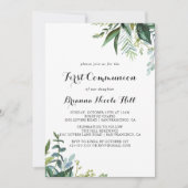 Groen Moderne Kalligrafie Eerste Communie Kaart (Voorkant)