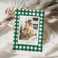 Groen Moderne Retro Plaid Familiefoto Xmas